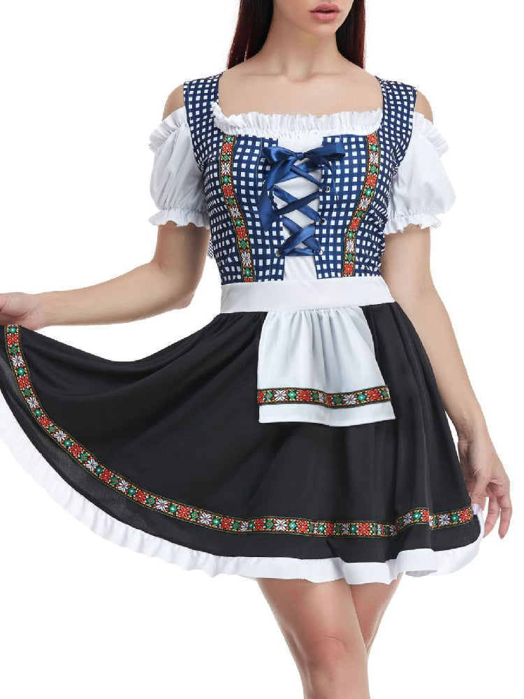 HerzTracht – Dames Dirndl-Set van Katoen met Blouse & Schort – Klassiek