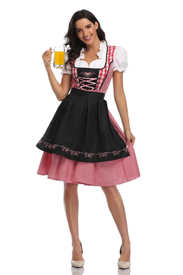 AlpenMoment – Dames Dirndl Katoen met Schort – Voor Oktoberfest & Feesten