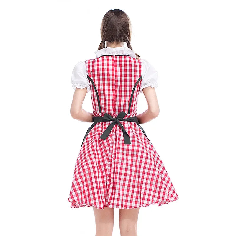 AlpenMoment – Dames Dirndl Katoen met Schort – Voor Oktoberfest & Feesten