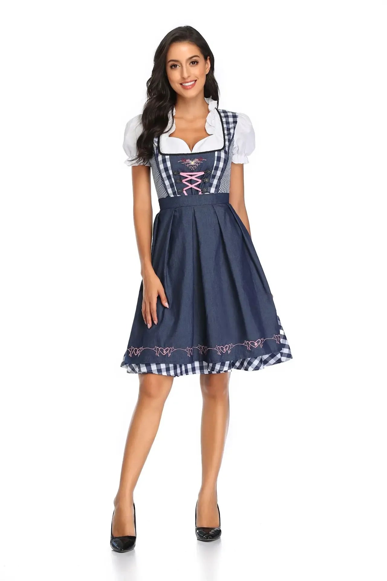 AlpenMoment – Dames Dirndl Katoen met Schort – Voor Oktoberfest & Feesten