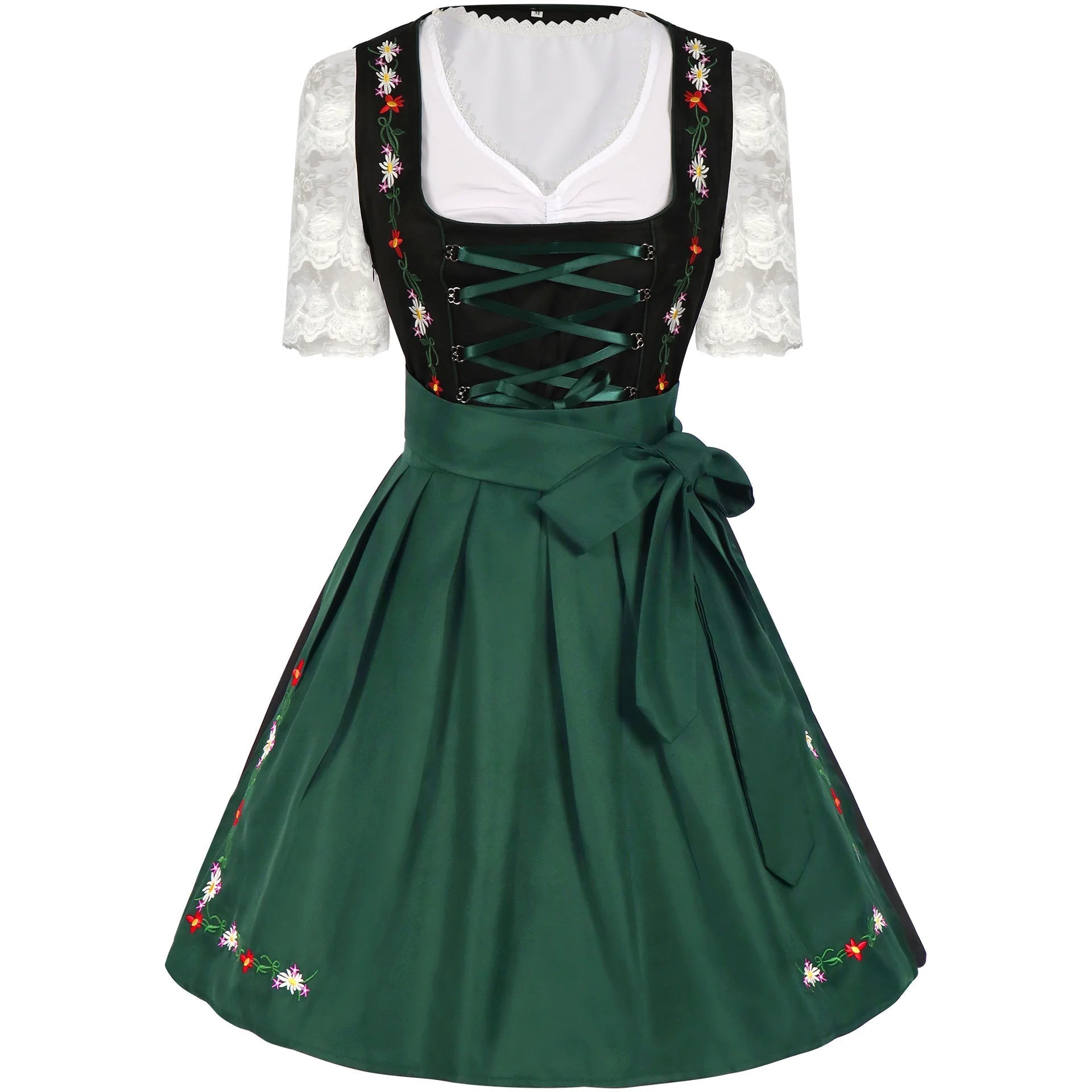 Alpengruss – Dames Dirndl Traditioneel Groen/Zwart – Voor Oktoberfest & Feesten