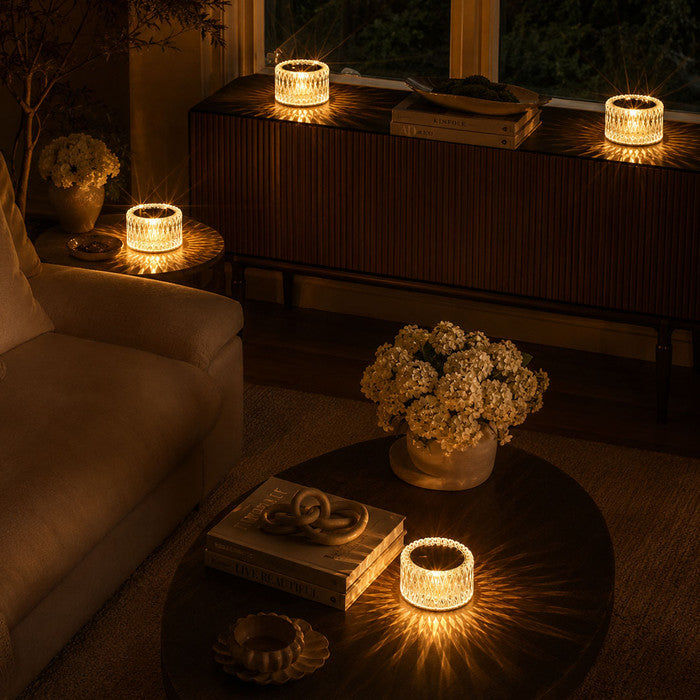 Diamantlamp – decoratieve lamp met kristallook, facetten en drie lichtmodi