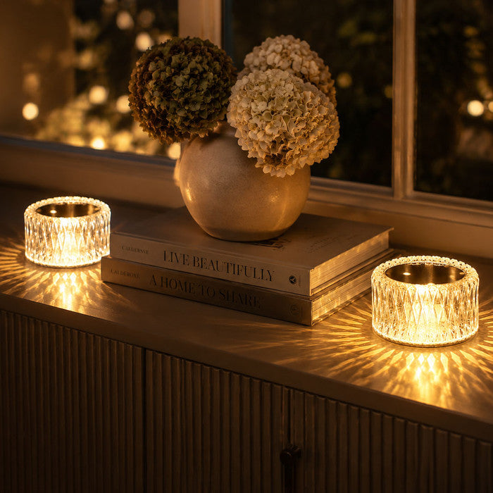 Diamantlamp – decoratieve lamp met kristallook, facetten en drie lichtmodi