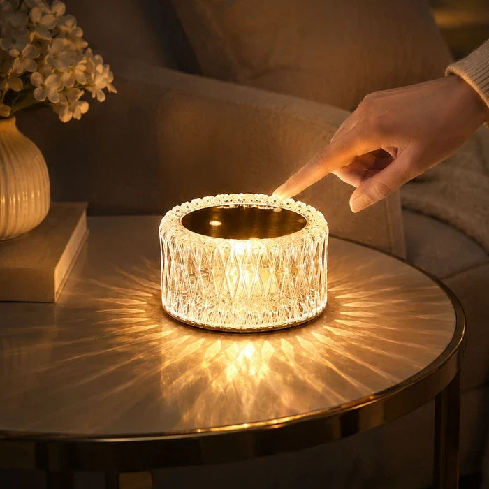 Diamantlamp – decoratieve lamp met kristallook, facetten en drie lichtmodi