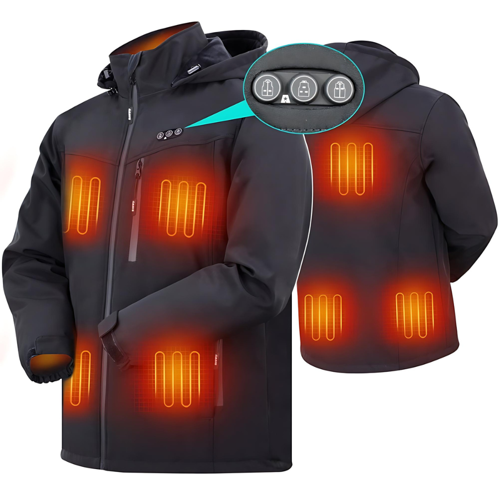 Beheizte Herrenjacke mit Akku – Wasserabweisende Jacke mit 8 Wärmebereichen