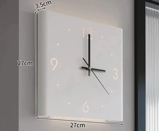 Klokuur | Vierkante Wandklok met Licht | Minimalistisch | Moderne Wandklok | Eenvoudige Kamerdecoratie