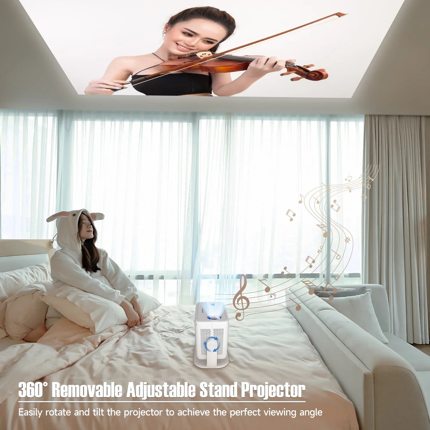 Draagbare Projector 1080P met Wifi6, Automatische Keystone en 650 ANSI Lumen 2