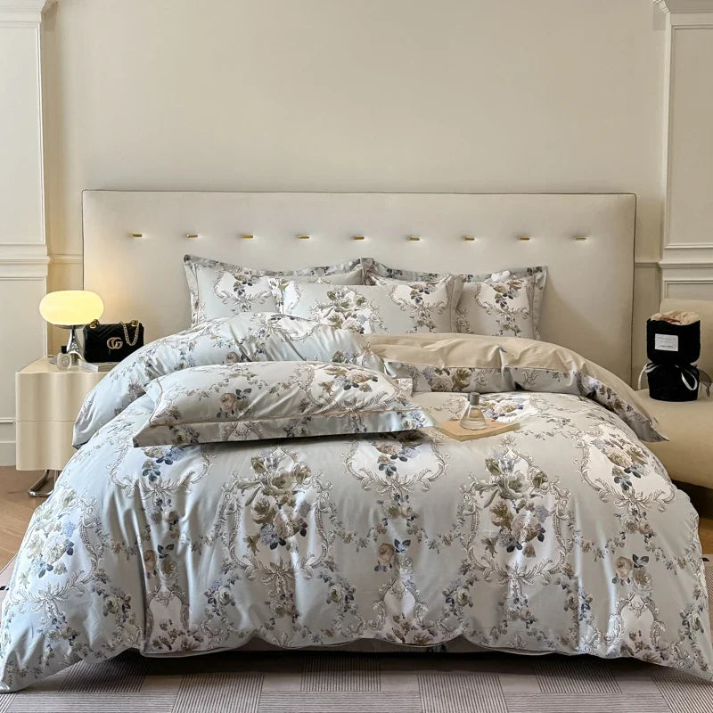Driedelige beddenset van Egyptisch katoen – bloemenpatroon met ritssluiting 0