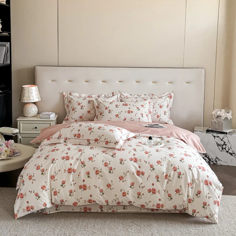 Driedelige beddenset van Egyptisch katoen – bloemenpatroon met ritssluiting 14