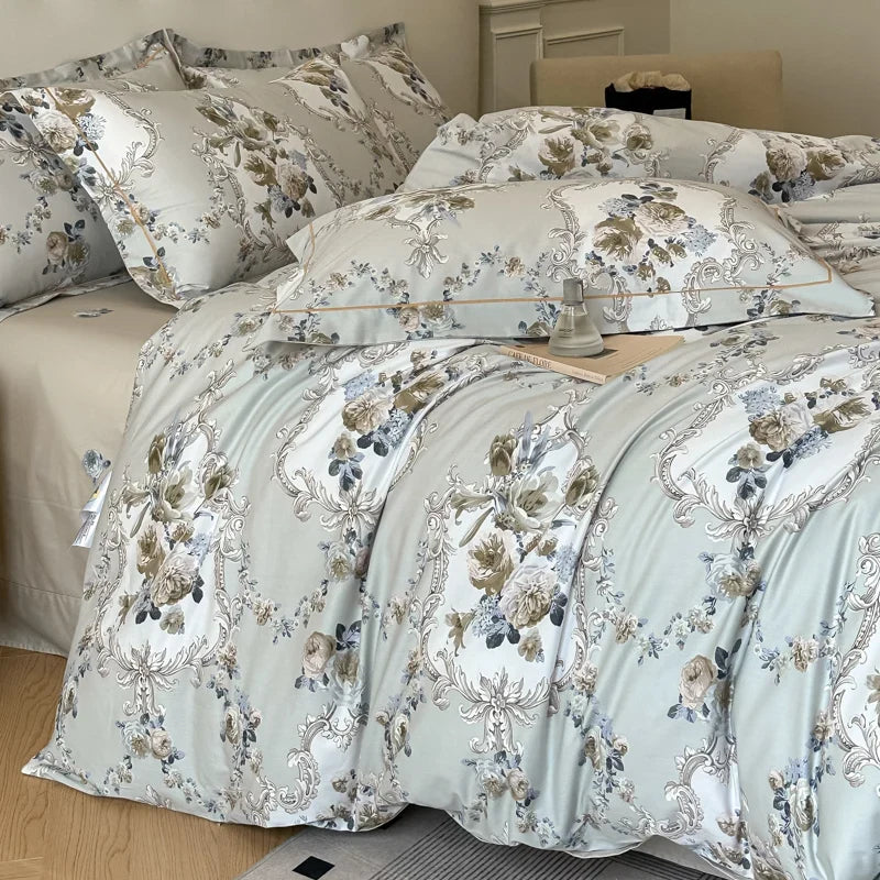 Driedelige beddenset van Egyptisch katoen – bloemenpatroon met ritssluiting 3