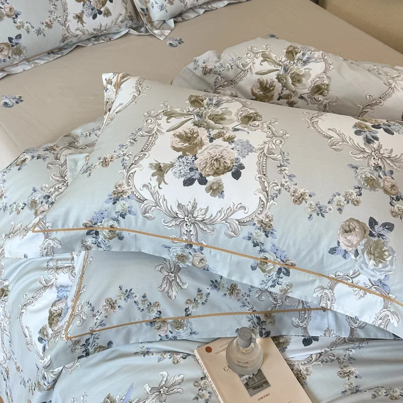 Driedelige beddenset van Egyptisch katoen – bloemenpatroon met ritssluiting 4