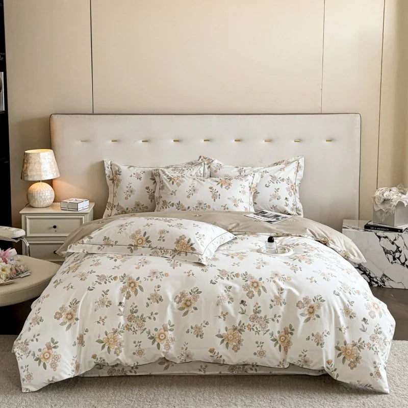 Driedelige beddenset van Egyptisch katoen – bloemenpatroon met ritssluiting 6