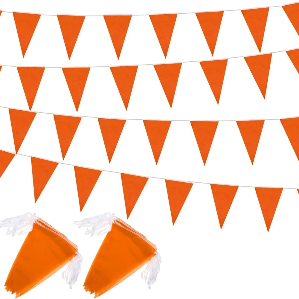 Driehoekige Vlaggenlijn van 10 Meter in Oranje voor Feesten en Evenementen 0