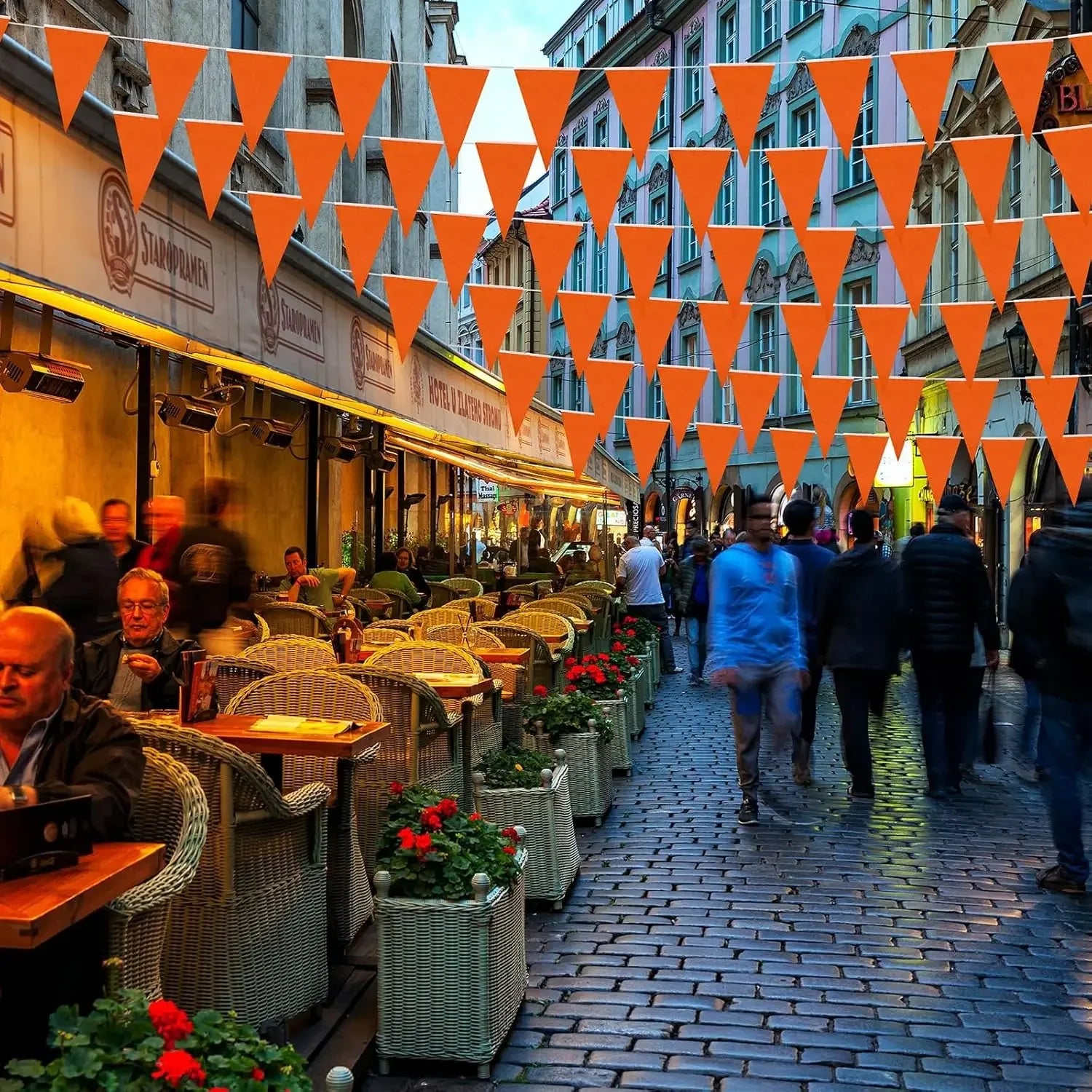 Driehoekige Vlaggenlijn van 10 Meter in Oranje voor Feesten en Evenementen 5