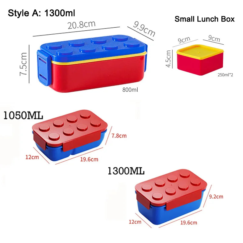 Boxelo – Lunchbox doppellagiges Bausteindesign – Studenten & Büro  