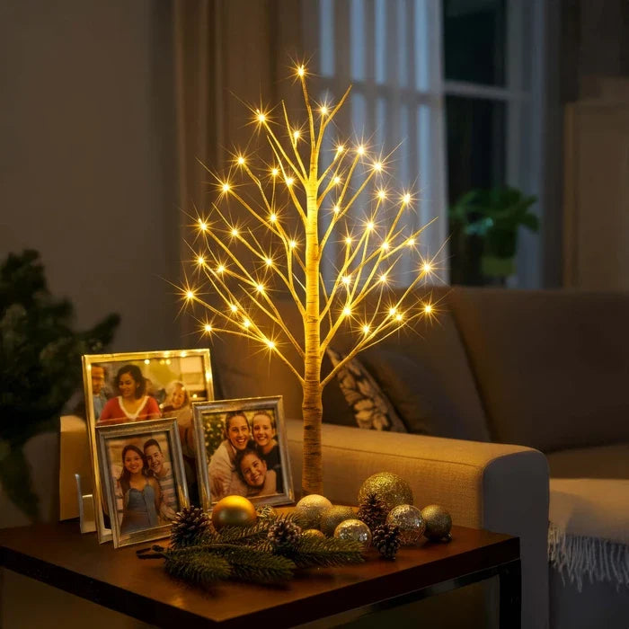 Boomlamp berk – warmwitte lichtjes op witte takken voor nachtkastje en bureau