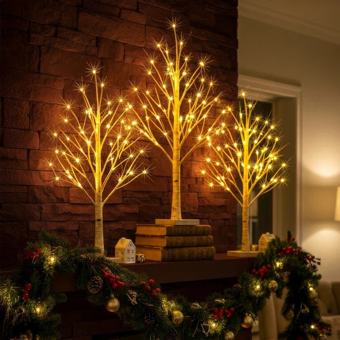 Boomlamp berk – warmwitte lichtjes op witte takken voor nachtkastje en bureau