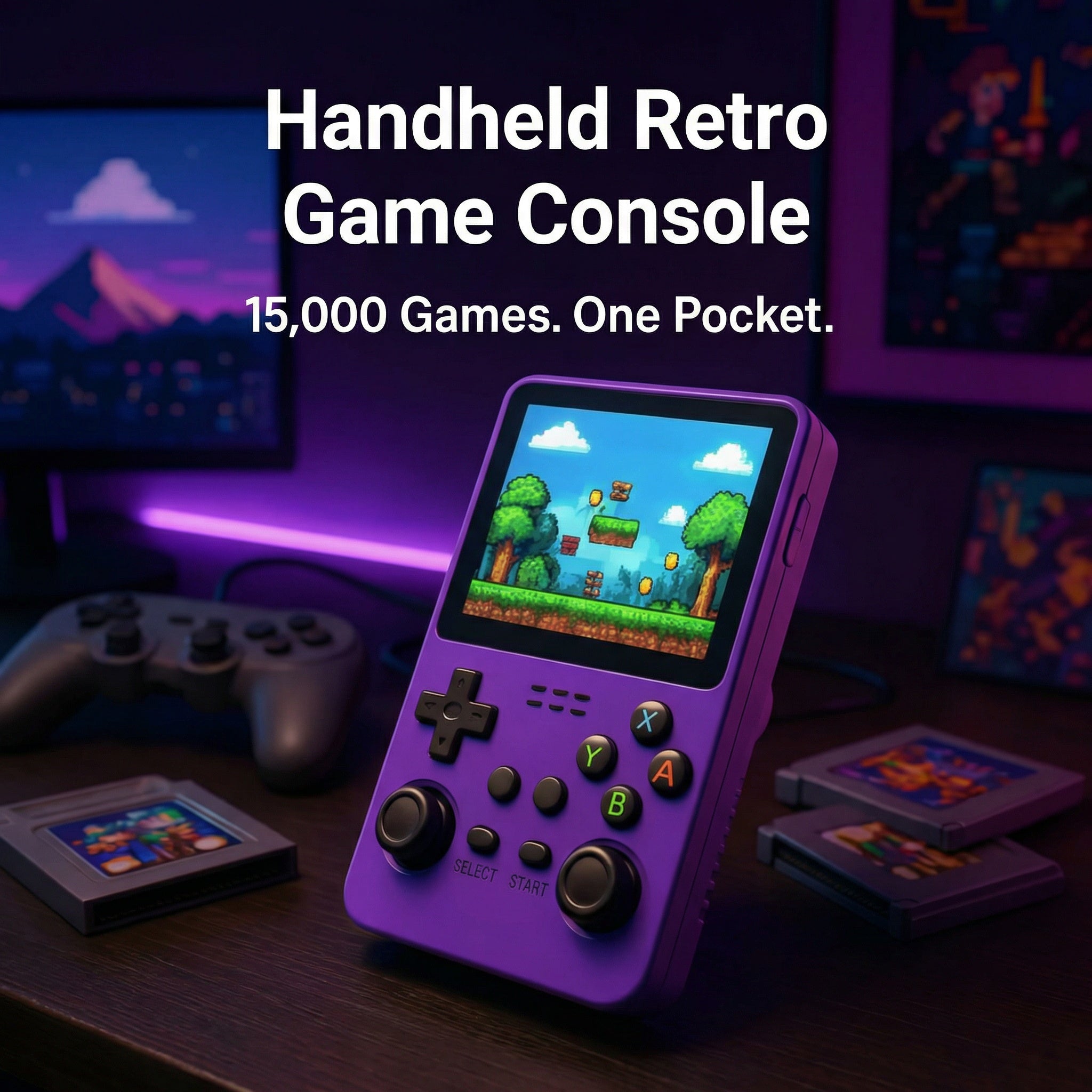 Consola de Juegos Retro Portátil – Pantalla IPS, Doble Palanca y Opción de 64GB/128GB