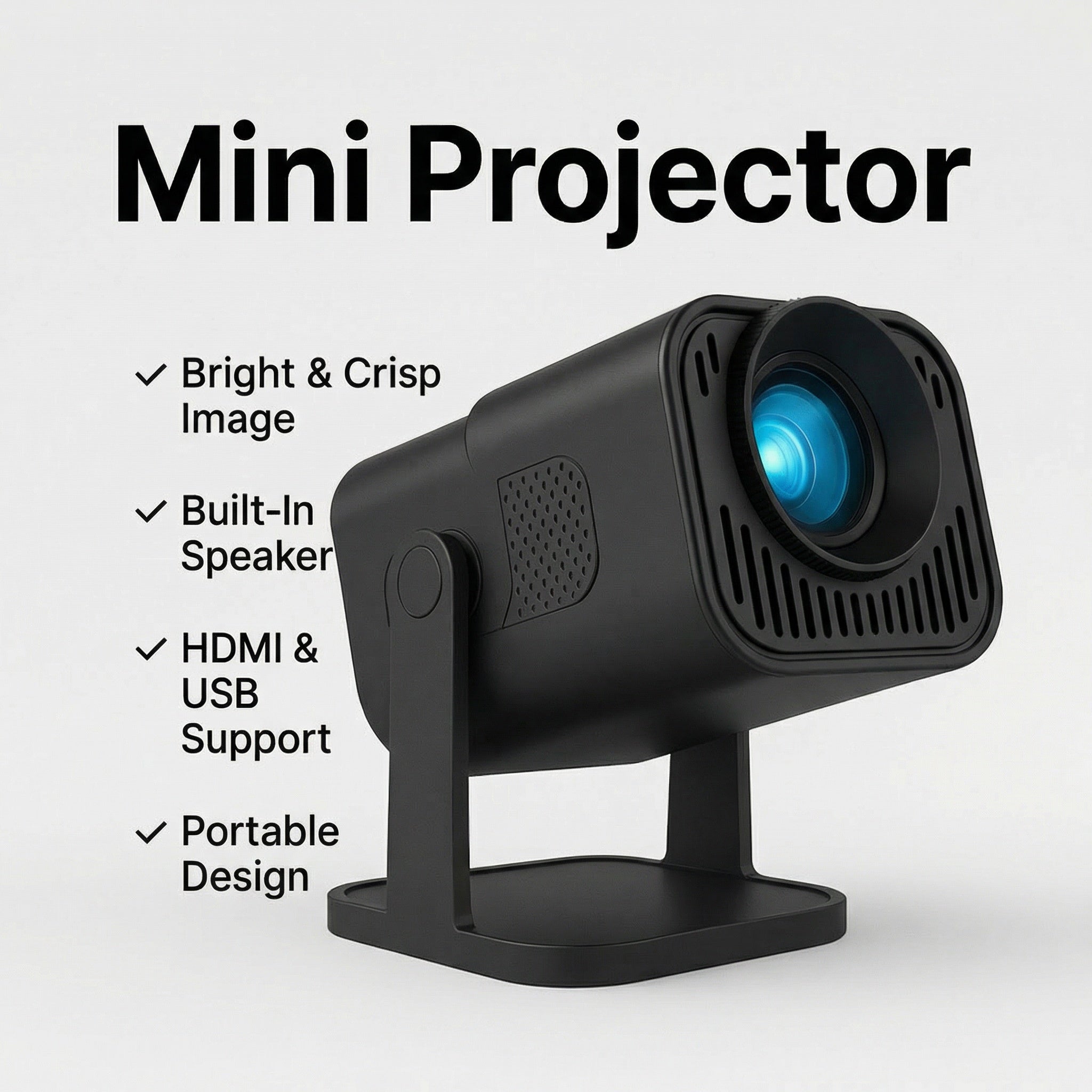 Mini Beamer – 1080p Projectie, Draadloze Schermspiegeling & Ingebouwde Speaker
