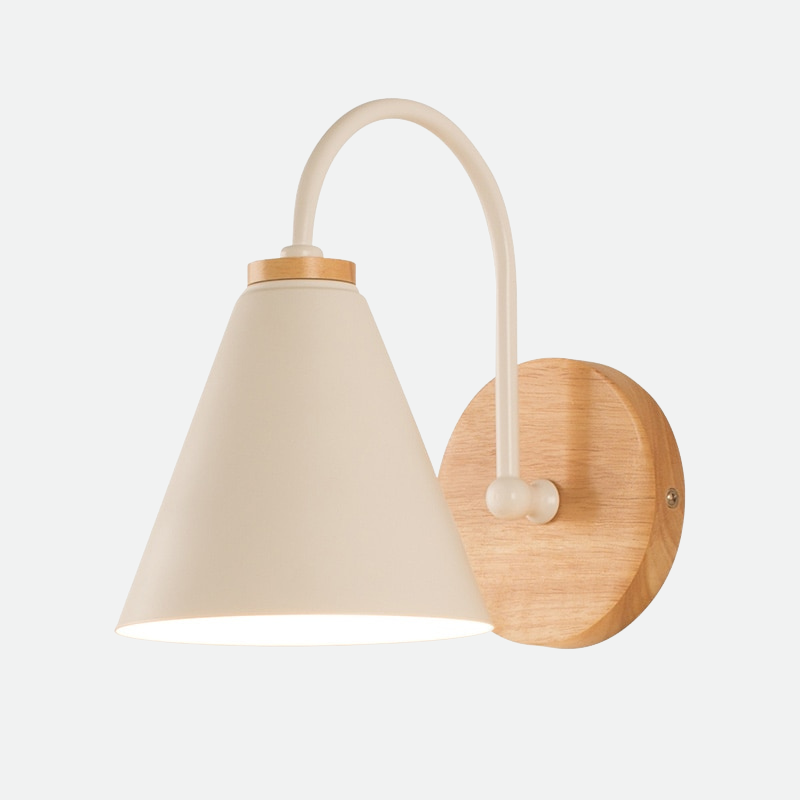 Curvora – Lámpara de varita madeira e metal, negro ou branco, elegantemente curvado
