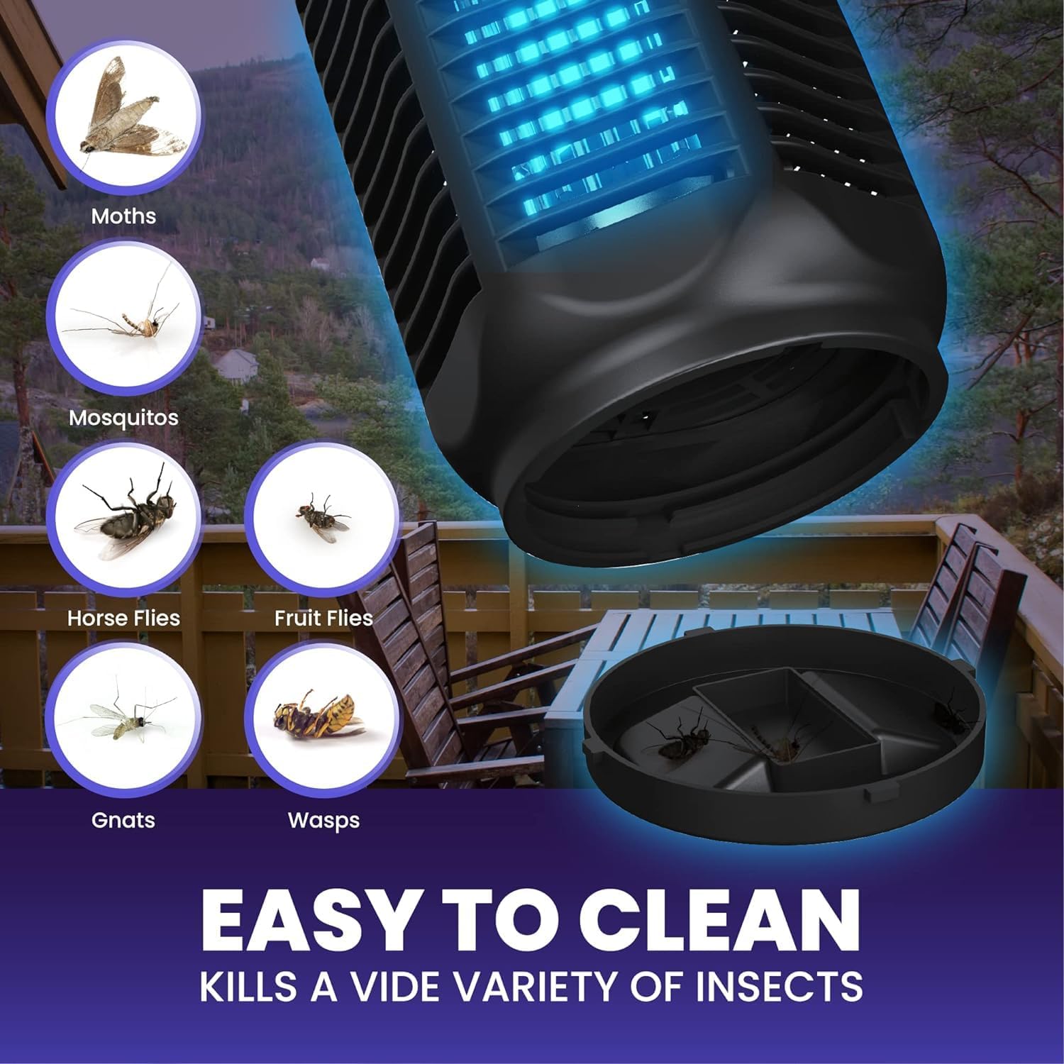 Elektrische Insectenverdelger met UV-Lamp 20W voor Binnen en Buiten tot 80 m² 4