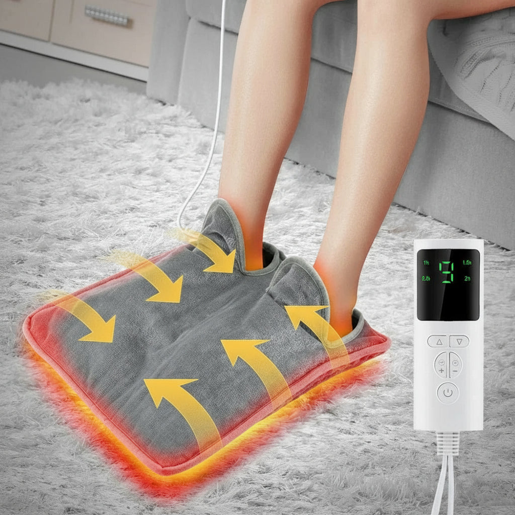 Elektrische Voetwarmer met 9 Temperatuurinstellingen, Wasbaar en Draagbaar, Grijs 0