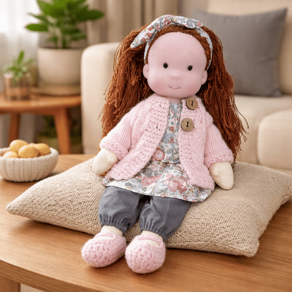 Elora | Handgefertigte Waldorfpuppe aus 100% Baumwolle für kreatives Spielen | Sicher und langlebig für emotionale Entwicklung 10