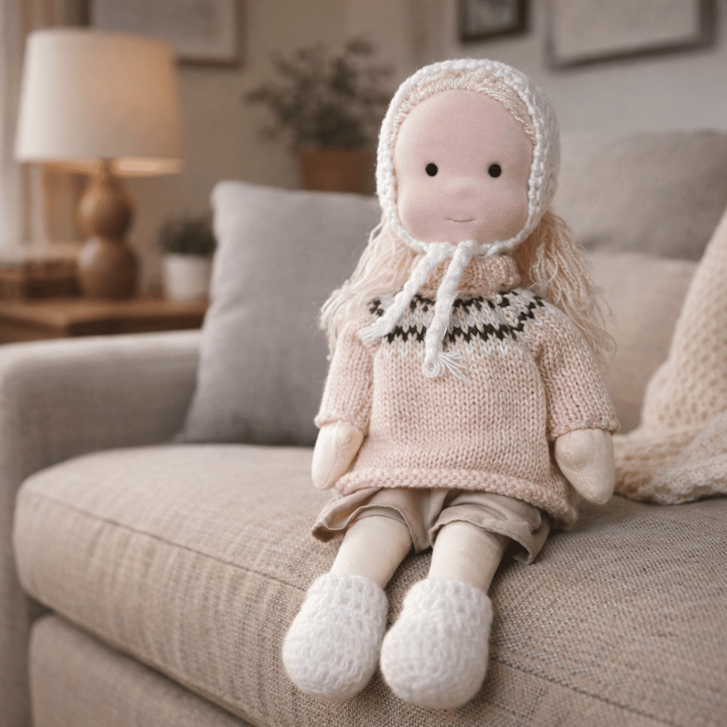 Elora | Handgefertigte Waldorfpuppe aus 100% Baumwolle für kreatives Spielen | Sicher und langlebig für emotionale Entwicklung 17