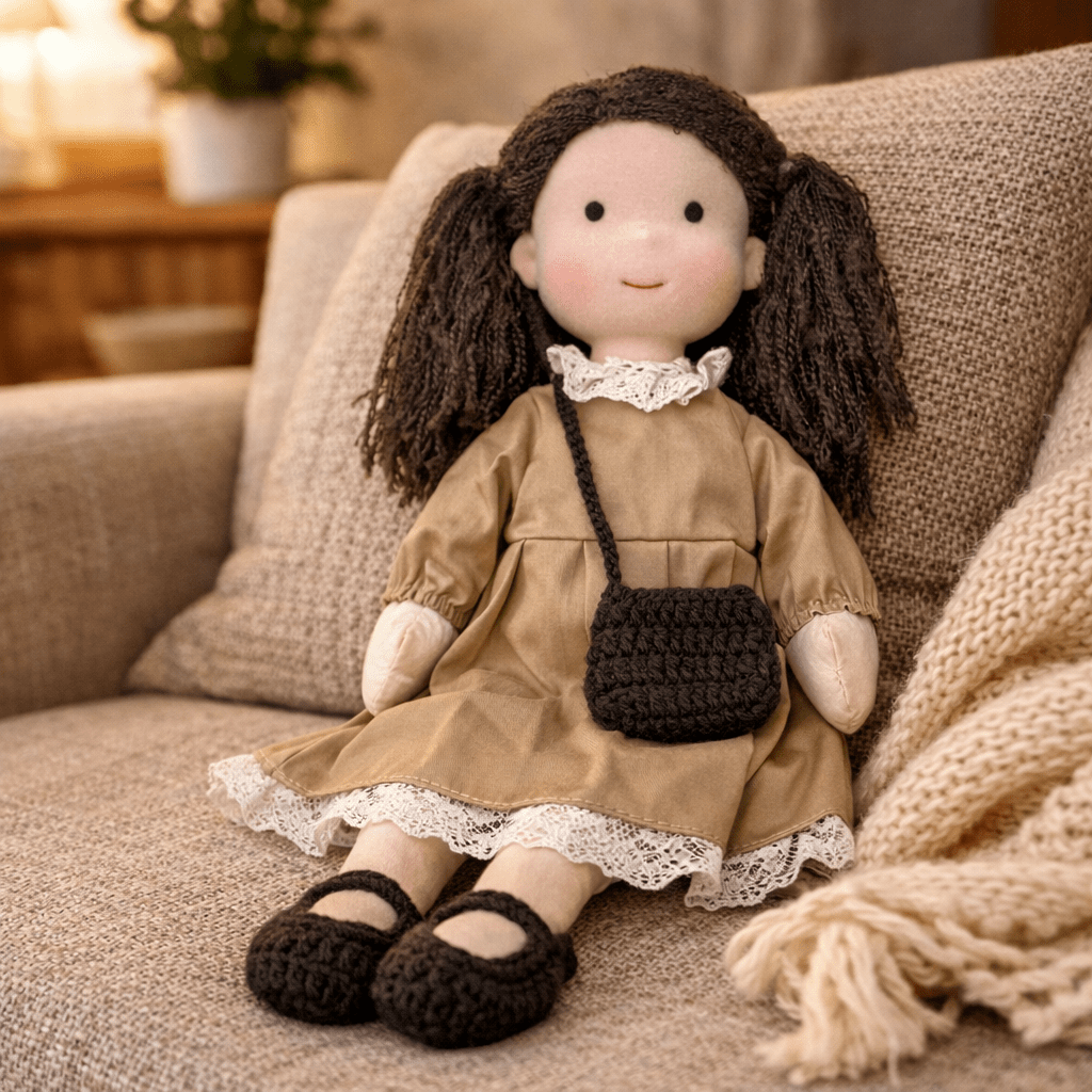 Elora | Handgefertigte Waldorfpuppe aus 100% Baumwolle für kreatives Spielen | Sicher und langlebig für emotionale Entwicklung 8