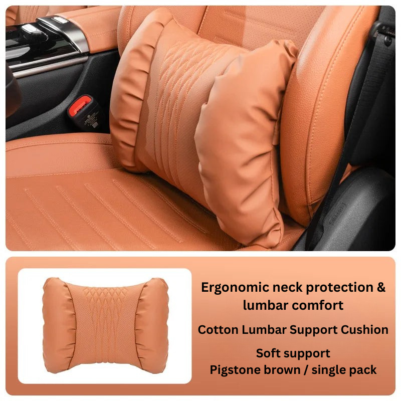 Hoofdsteun & Lendensteun Auto – Nappa-Look PU, Zachte Vulling & 2-delig