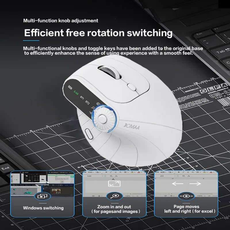 Ergomiq – rato vertical Bluetooth 5.1 e recargable – deseño ergonómico