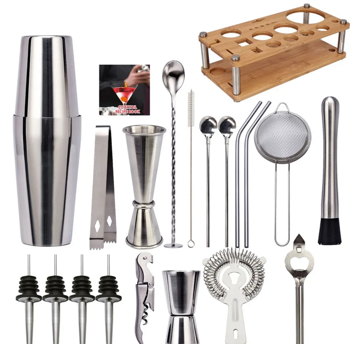 Cocktail Shaker Set 23-delig – Complete Bartender Kit met RVS Tools