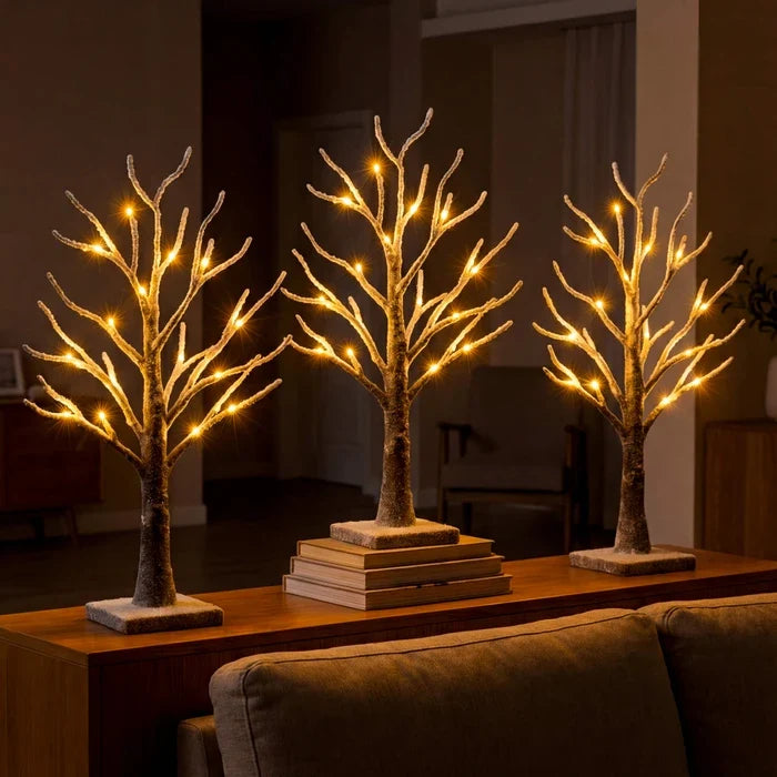 Winterboompje met verlichting – tafellamp met sneeuwtakken en warme lichtjes