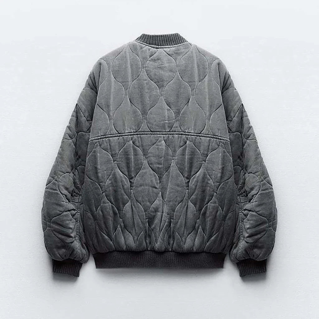 Kaccey Gray Bomber Jacket Women – Loose, Trendy & Comfortable