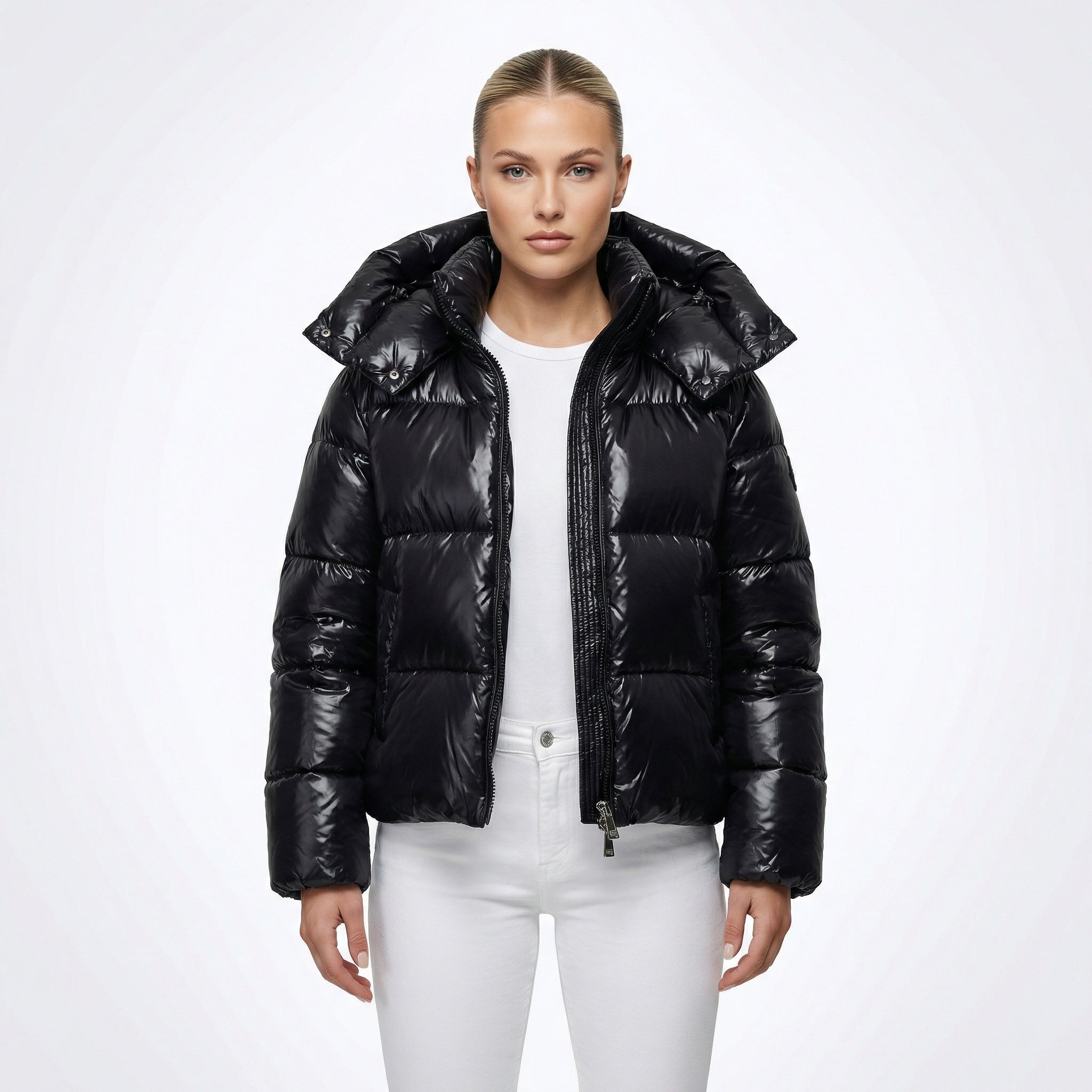 Dames Pufferjas – Gewatteerde Winterjack met Glanzende Afwerking