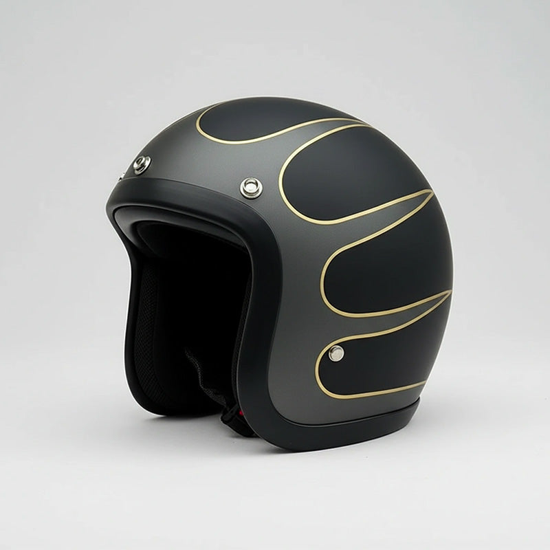 Motorhelm – Laag profiel vintage motorhelm met DOT-gecertificeerde glasvezelschaal