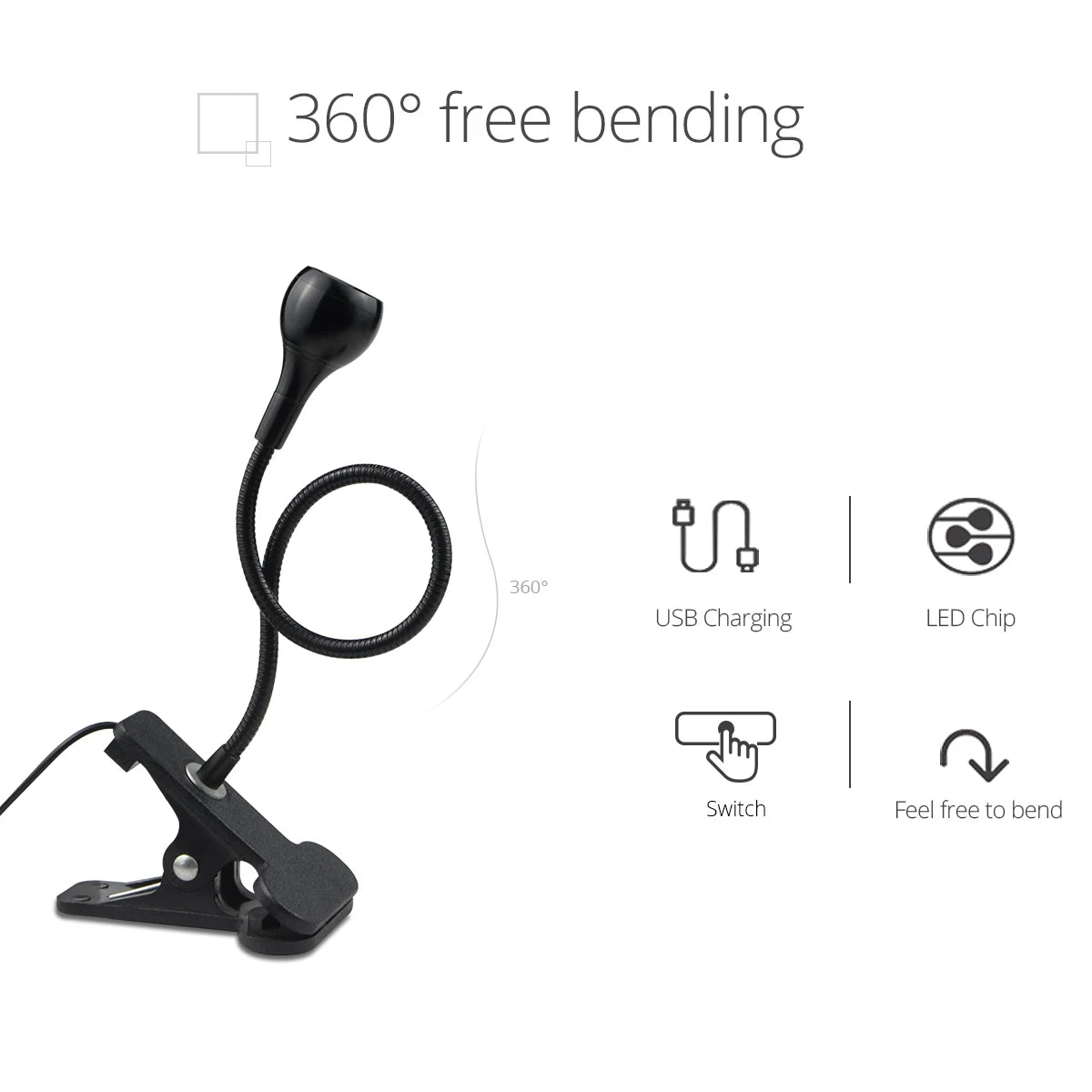 Luminix – lámpara de lectura LED USB flexible 1W – para cama, portátil y oficina