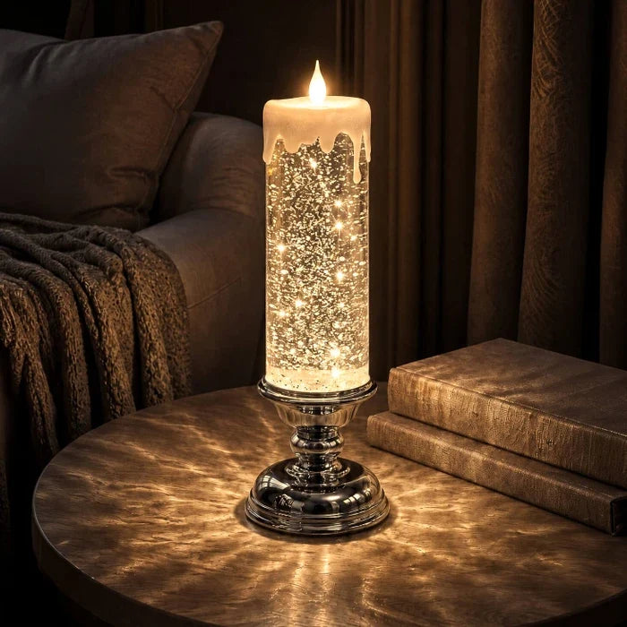 Sfeerkaars met glitter – LED-kaars zonder vlam waarin glitter ronddraait