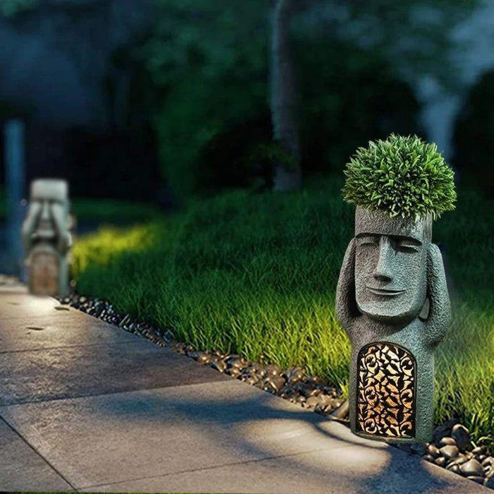 GardenDecor – Maceta artística con luz LED solar – Decoración de jardín