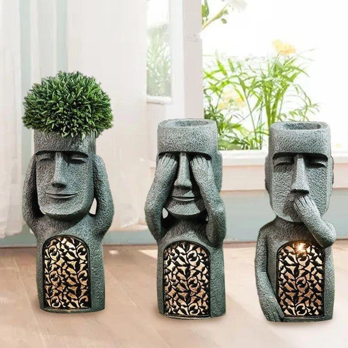 GardenDecor – Maceta artística con luz LED solar – Decoración de jardín