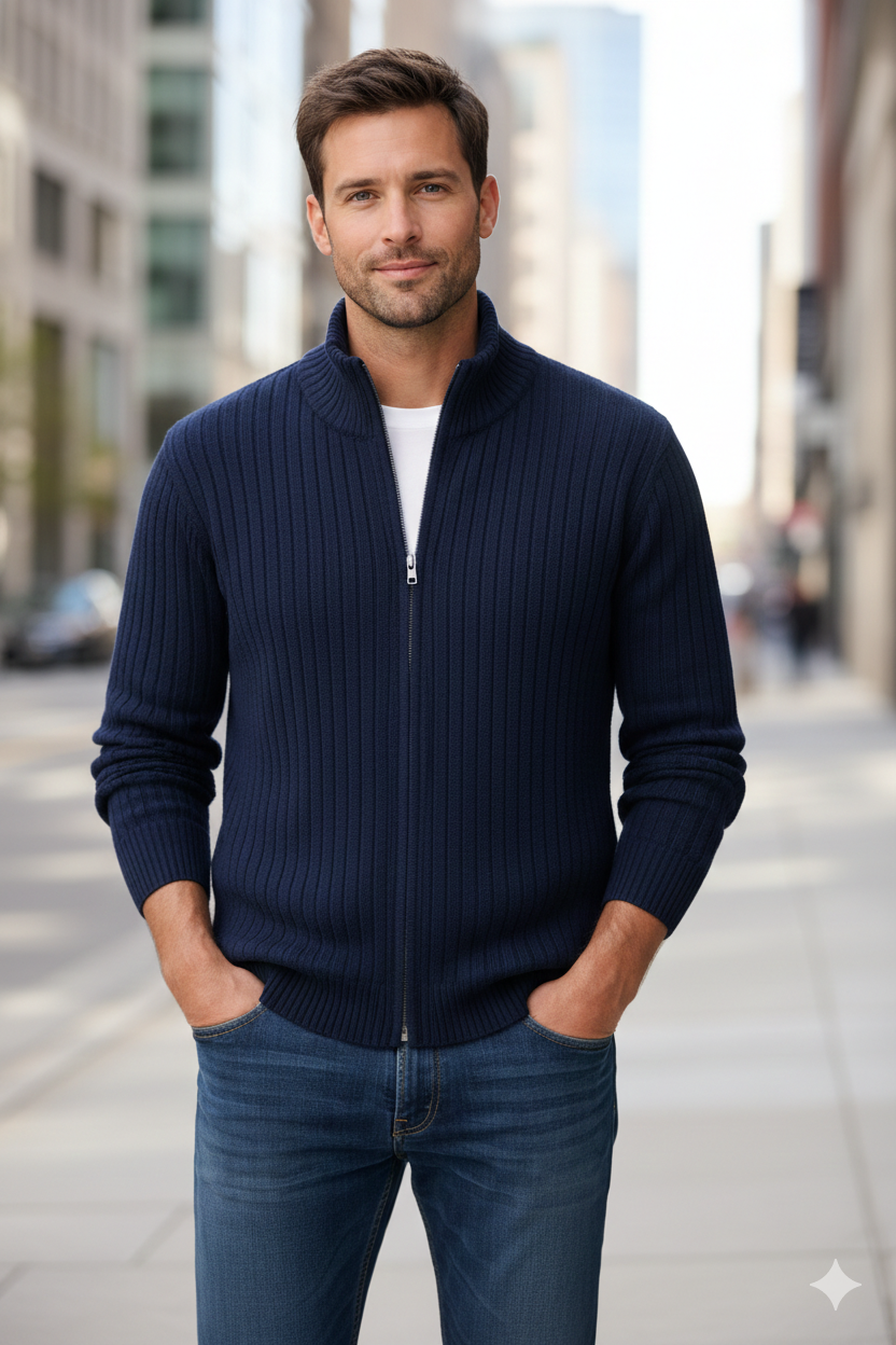 Slim-fit herenweste met ritssluiting – lichtgewicht stretch polyester voor een moderne dagelijkse stijl