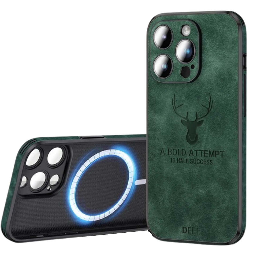 Deer – funda para iPhone de coiro auténtico e resistente a golpes – deseño elegante e delgado