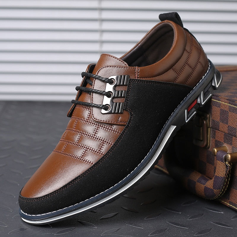 Heren schoenen – nette lederlook veterschoenen met demping en gripzool