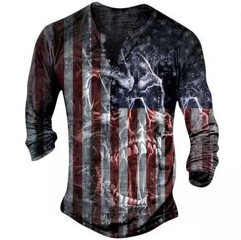 Retro Totenkopf Langarmshirt  