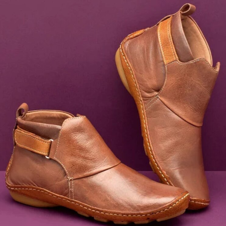 Botines de cuero sintético para mujer