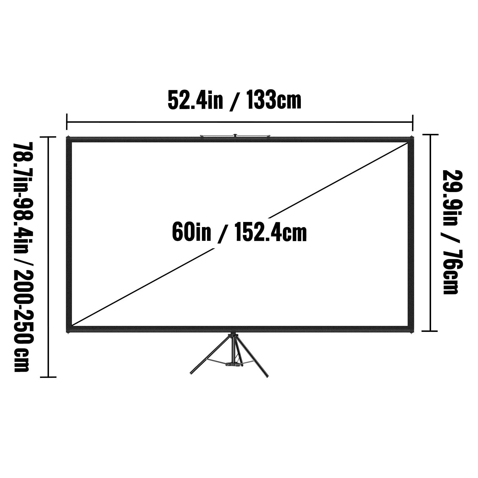 SucceBuy 60 70 80 90 100 110 in Tripod Projector Screen W/ Stand 16:9 4K HD Portable Home Cinema for Indoor & Outdoor Projection VestraGear
