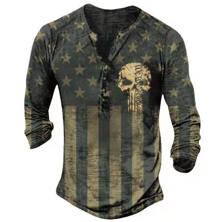 Retro Totenkopf Langarmshirt  