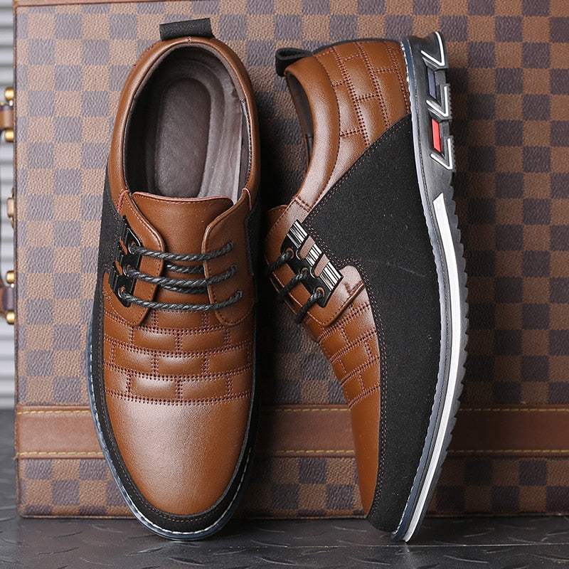 Heren schoenen – nette lederlook veterschoenen met demping en gripzool