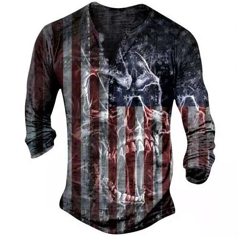 Retro Totenkopf Langarmshirt  