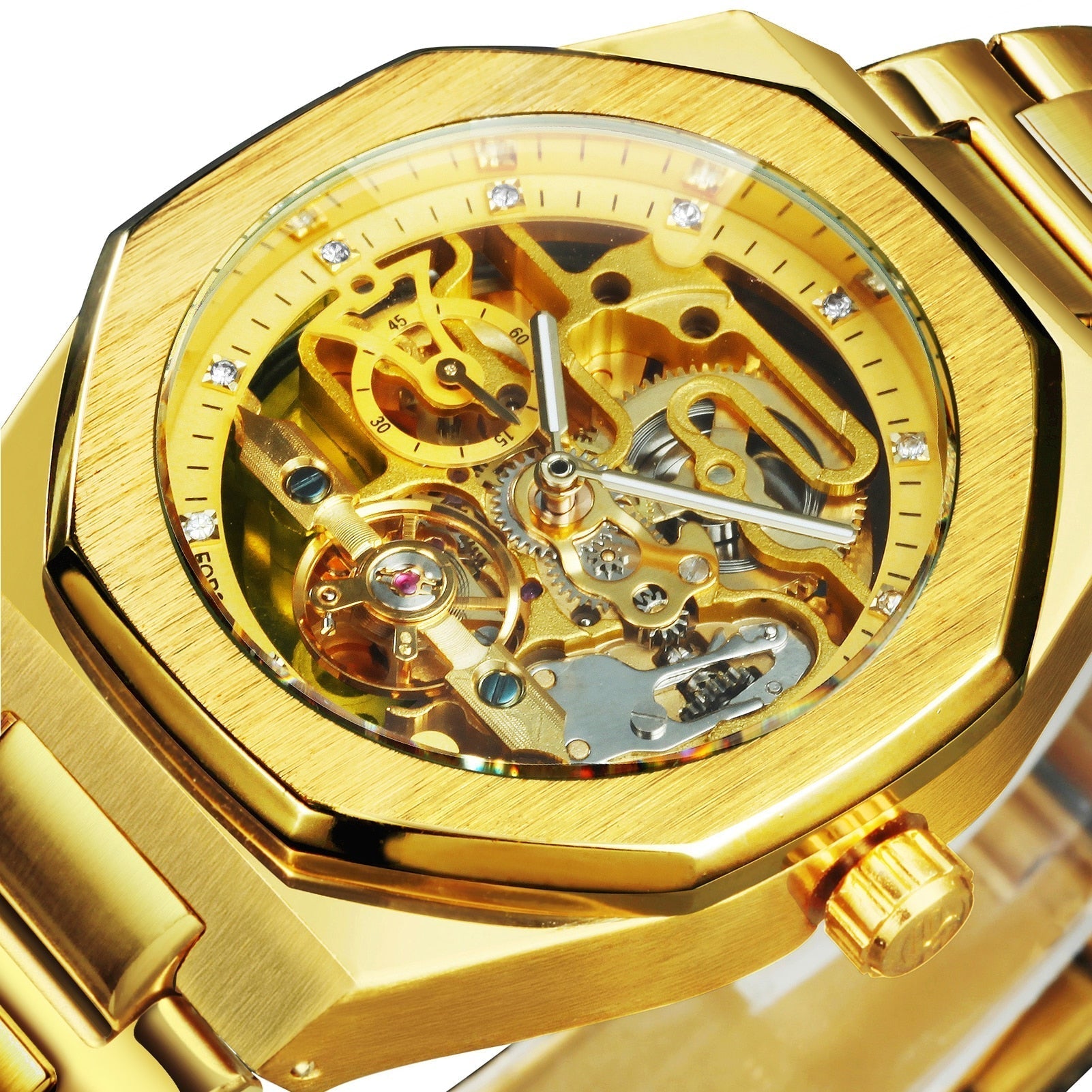 Revalki Reloj Automático Skeleton - Correa de Acero Inoxidable con Movimiento Mecánico Visible